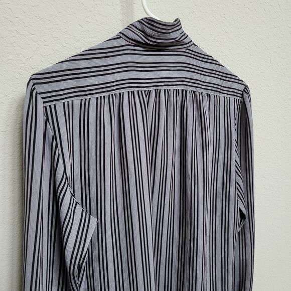 Vintage Blouse Nordstrom Womens Large 80s Vertical Stripe Office Business Casual - Picture 12 of 13